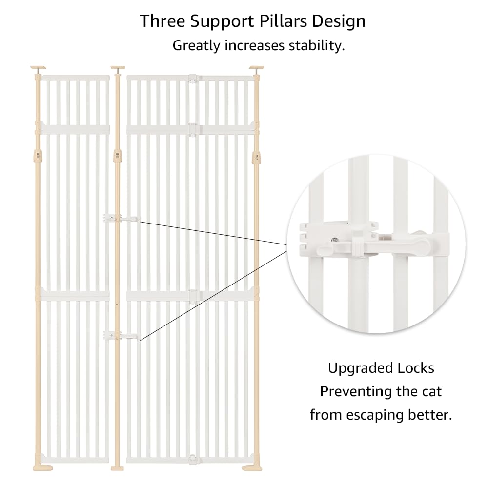 unipaws 86" High Extra Tall Cat Safety Gate, Auto Closing and No Drilling