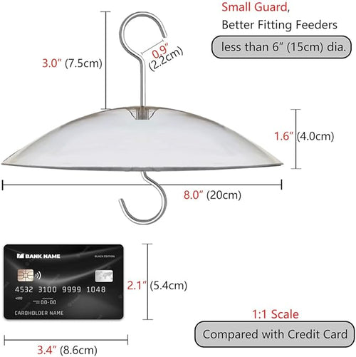 8" Mini Rain Cover for Bird Feeder/House - ‌Small Protective Dome Guard Against Rain/Snow/Sun - Clear Translucent Plastic - Dia. 20CM
