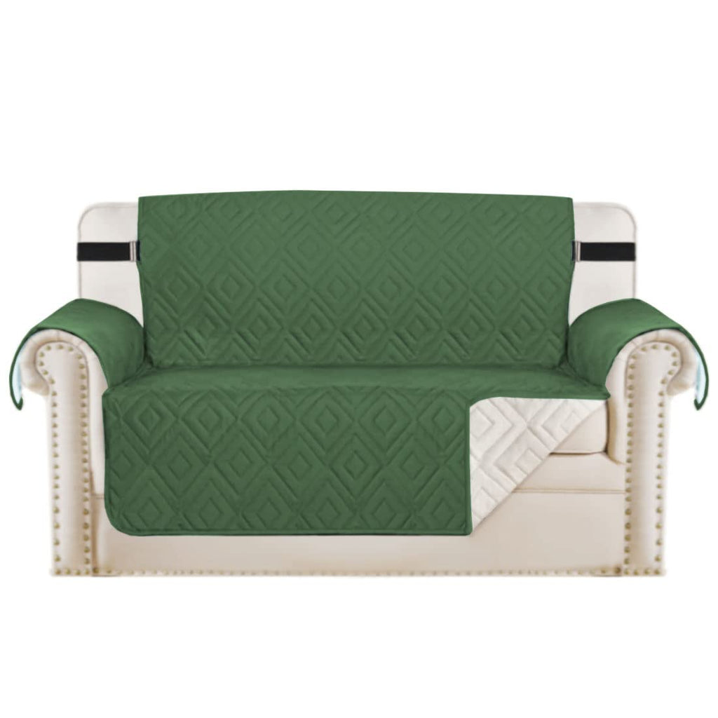 H.VERSAILTEX Reversible Loveseat Cover Furniture Protector Anti-Slip Water Resistant 2" Elastic Straps Couch Covers Pets Kids Fit Sitting Width Up to 46"(Love Seat: 75" x 90", Christmas Green/Beige)