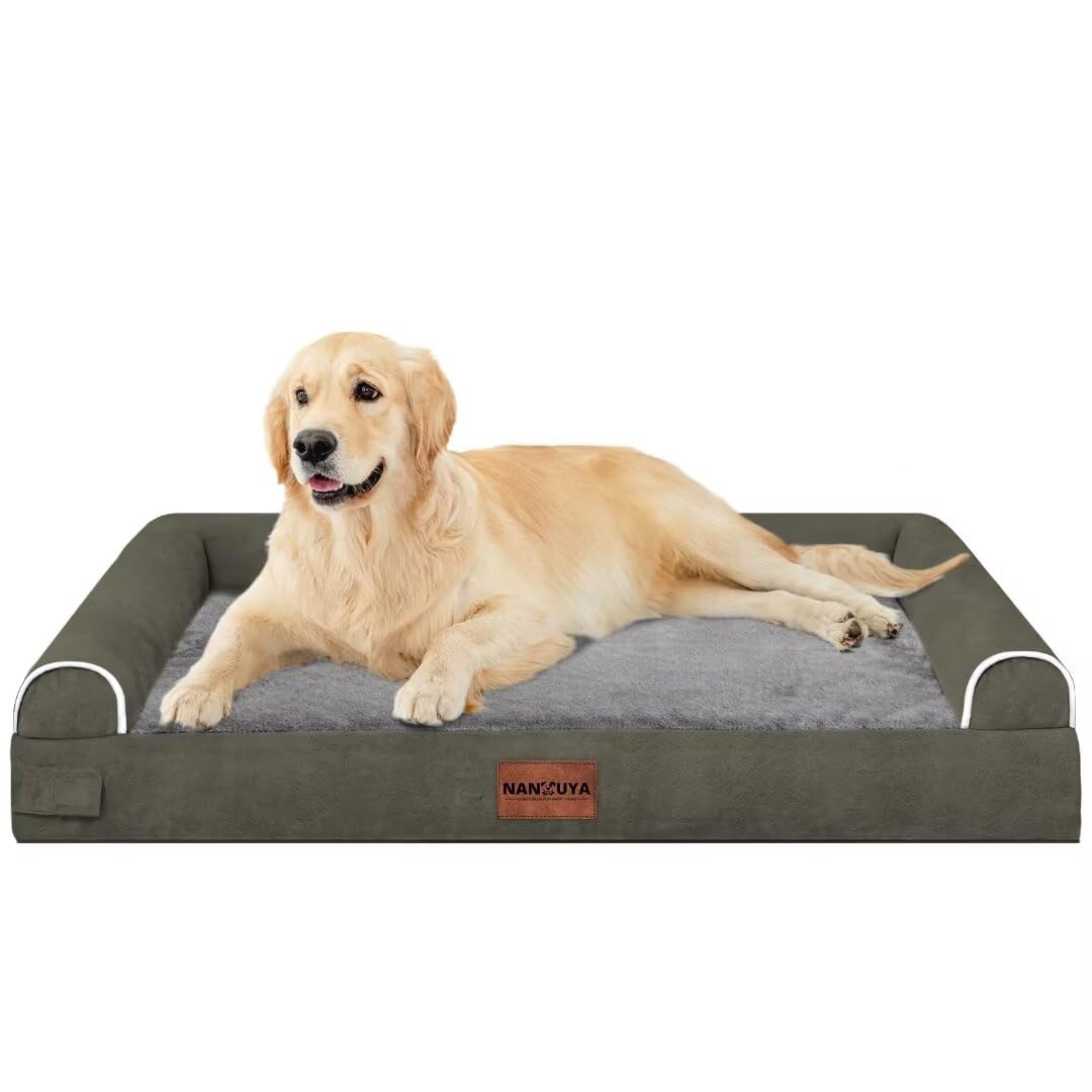 NANUYA Orthopedic Dog Bed for Large Dogs, 36 x 27 Inch, Dark Green