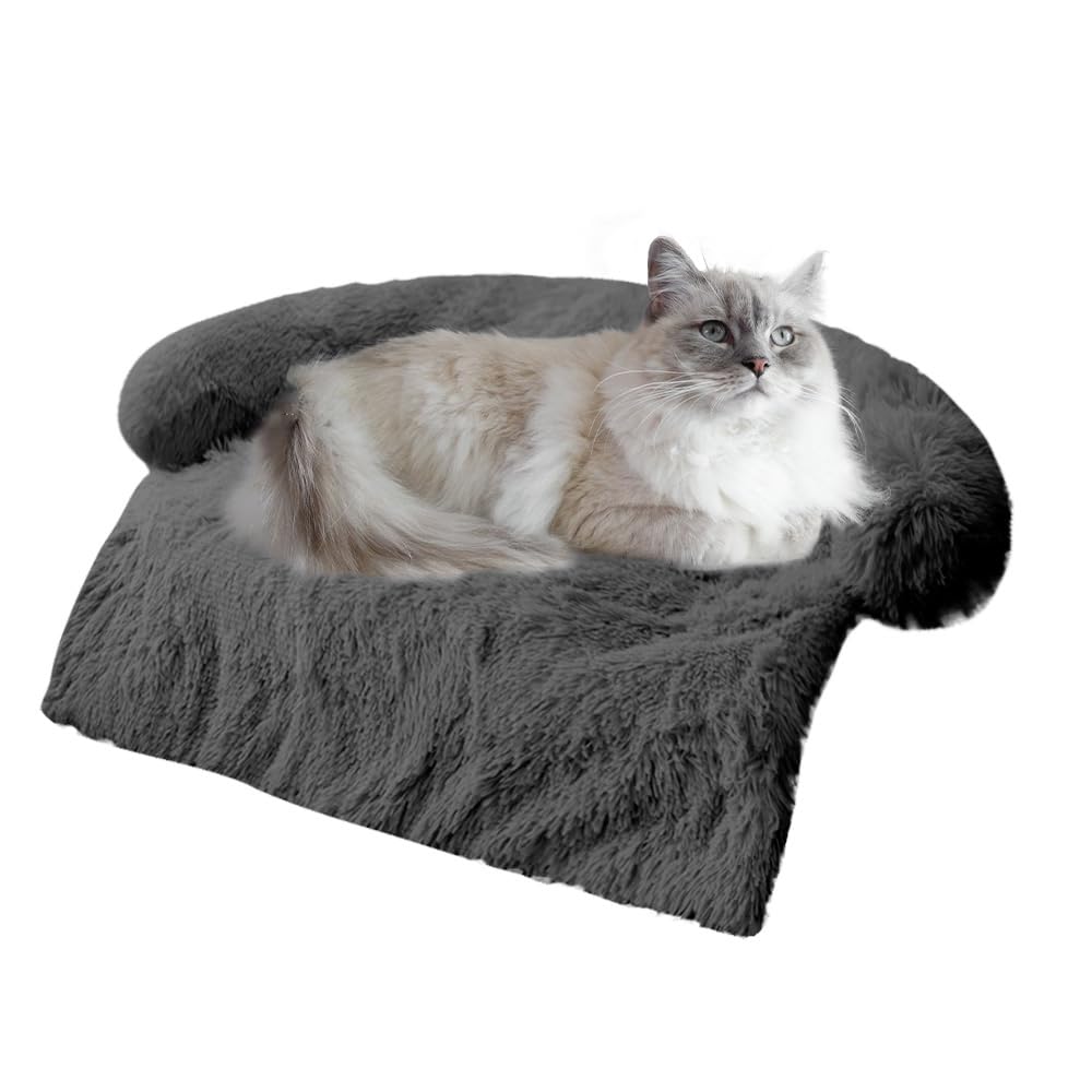 Tinaco Calming Dogs/Cats Bed Mats, Dog Pad Washable Removable Couch Cover, Plush Long Fur Mat for Pets, Waterproof, Perfect for Small, Medium and Large Dogs and Cats (Desert Brown, 45"x37"x 6.0")