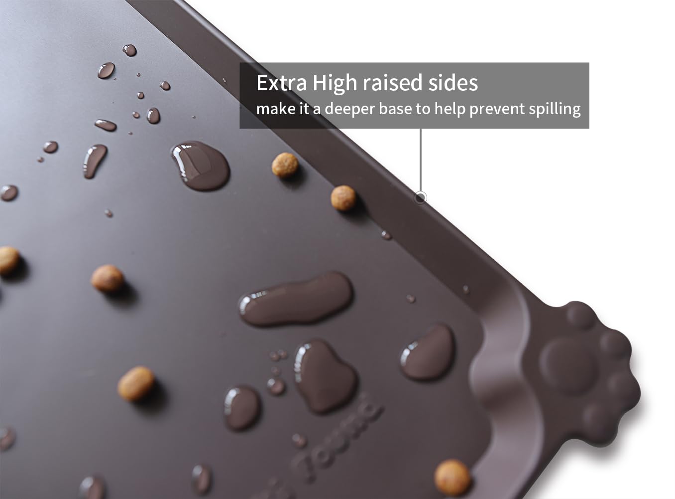 Hoki Found L Silicone Non Slip Pet Dog Cat Bowl Mats - Waterproof Dog Cat Food Mats - Dark Oak