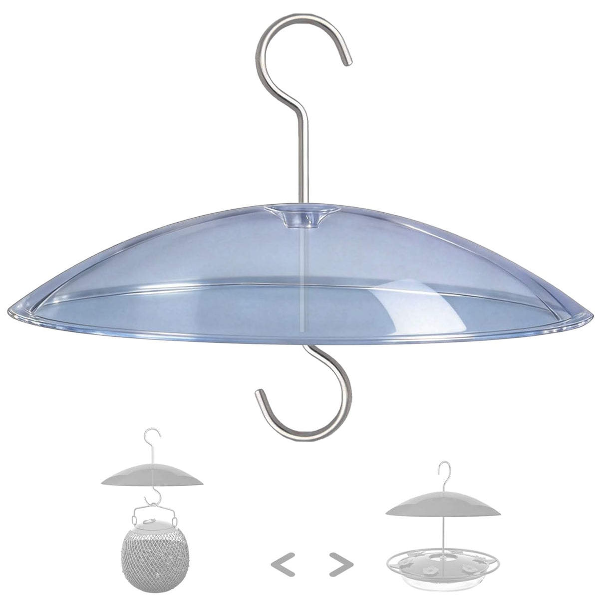8" Mini Plastic Rain Cover for Bird Feeder, Clear Weather Guard Baffle Dome