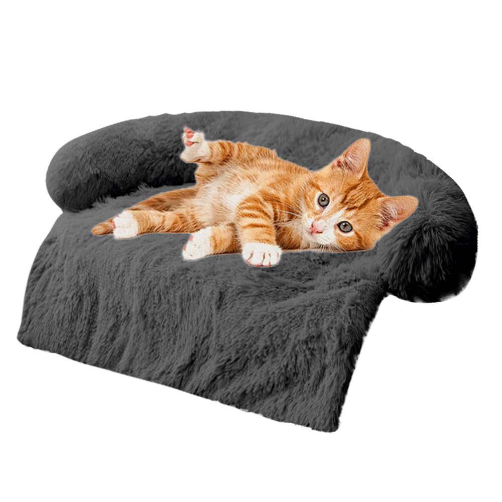 Tinaco Calming Dogs/Cats Bed Mats, Dog Pad Washable Removable Couch Cover, Plush Long Fur Mat for Pets, Waterproof, Perfect for Small, Medium and Large Dogs and Cats (Desert Brown, 45"x37"x 6.0")