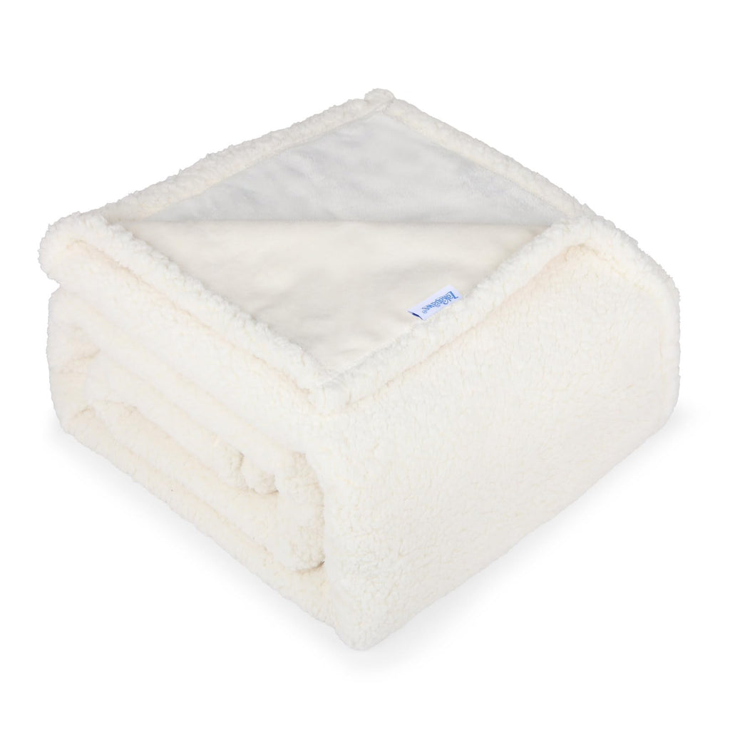 ZAKAPAWS Waterproof Dog Blanket for Large Dogs - Reversible Washable Pet Blanket, Soft Sherpa Fleece Furniture Protector, Cat Throw Bed Couch, Cream, 60"x80"