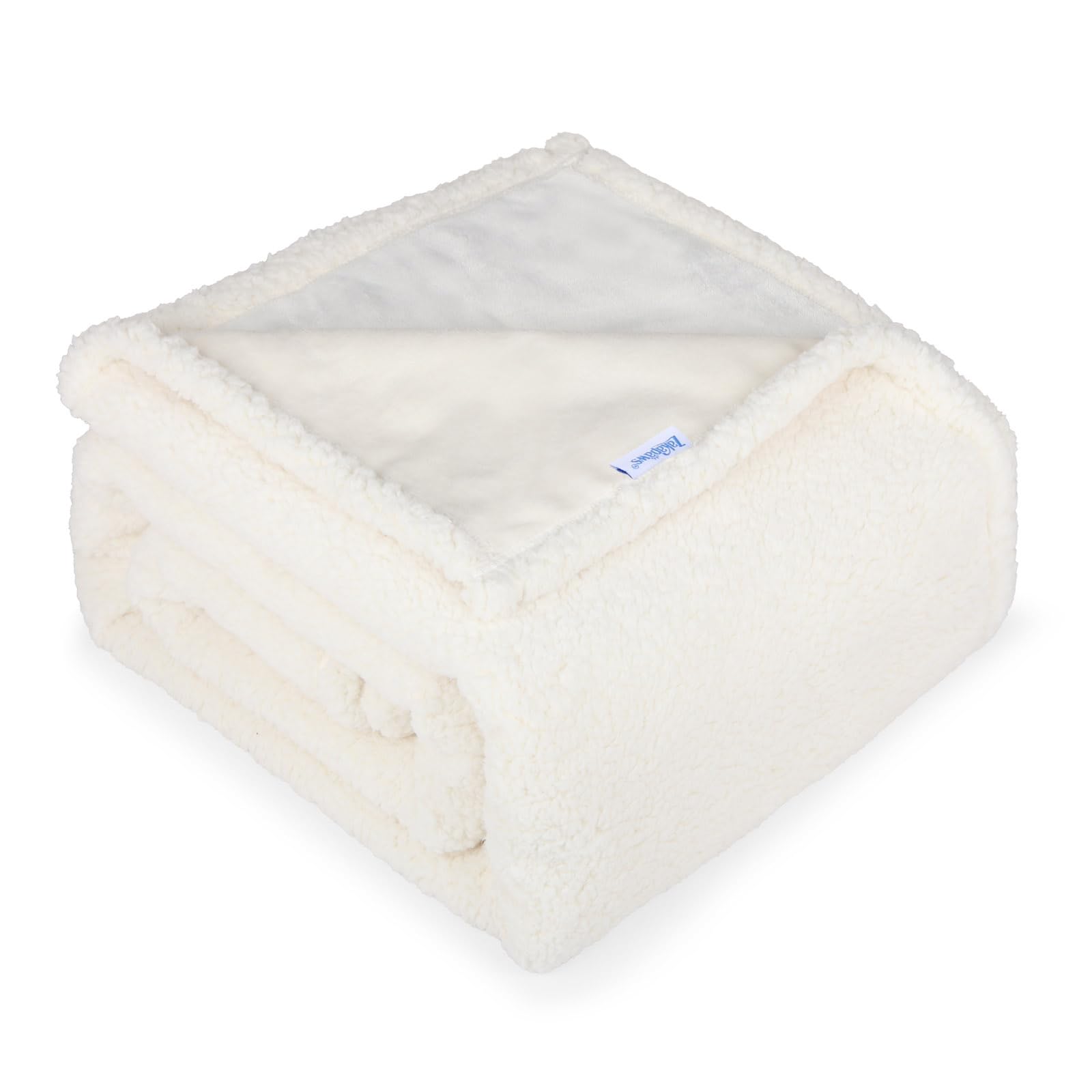 ZAKAPAWS Waterproof Dog Blanket for Large Dogs - Reversible Washable Pet Blanket, Soft Sherpa Fleece Furniture Protector, Cat Throw Bed Couch, Cream, 60"x80"