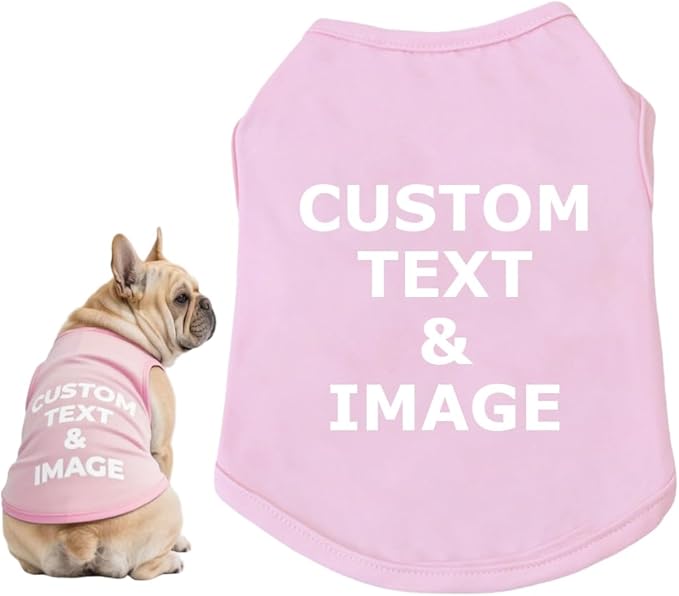 Custom Dog Shirt,Personalized Pet Apparel with Name Text Photo Image,Lightweight Breathable Puppy Kitten Cotton Vest for Small Medium Large Dogs Cats,Puppy Gift (Pink, Large)