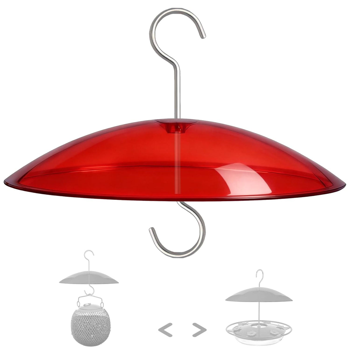 8" Mini Plastic Rain Cover for Bird Feeder, Clear Weather Guard Baffle Dome