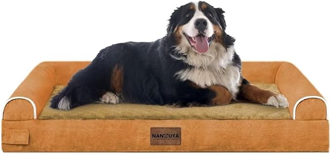 NANUYA Orthopedic Dog Bed for Jumbo Dogs, 53 x 42 Inch, Orange