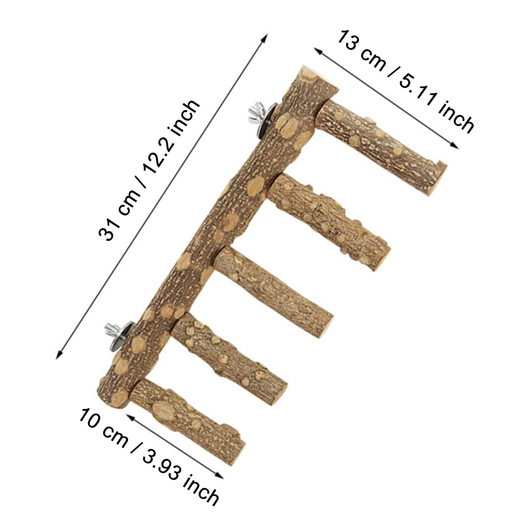 Bolagar Bird Parrot Ladder Perch for Cage, Nature Wooden Bird Bridge Exercise Stands Parrot Climbing Chewing Toys for Small Animal