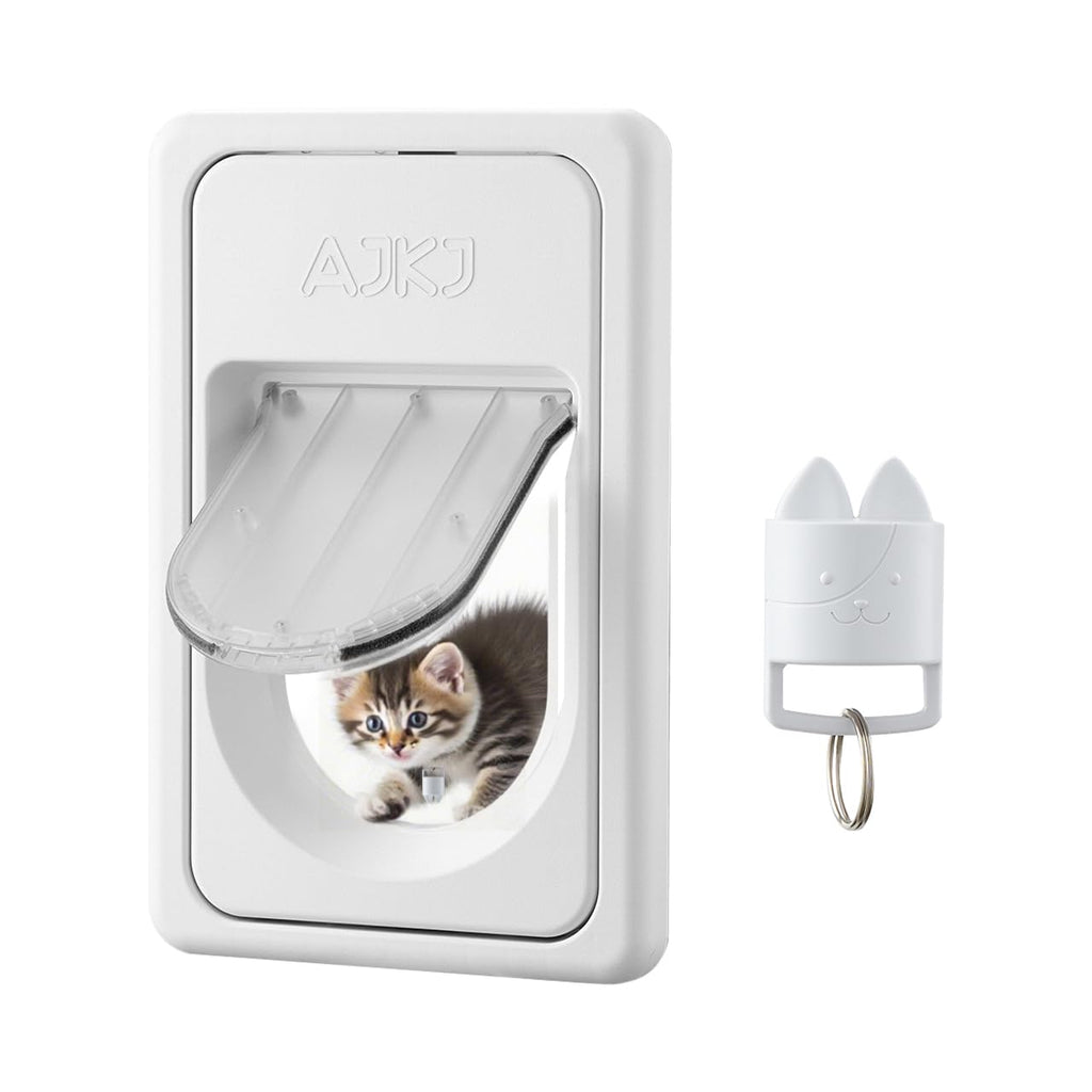 AJKJ Smart Electronic Pet Door, Automatic Cat Dog Door with 3 Modes, Battery Powered Electronic Sensor Pet Door with 1 Sensing Key, Fit for Small/Medium Pets Up to 35lbs - Small Size