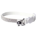 Rhinestone Cat Collar Breakaway Safety Buckle with Bell, Adjustable Diamond Girl Boy Kitty Cute Comfy Collar for Kitten Small Pets Rabbits, 7.5"-11" White