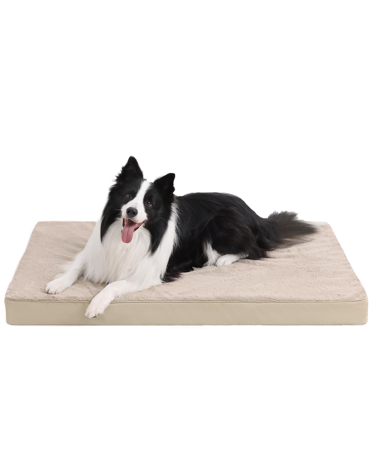 KSIIA Orthopedic Dog Bed for Large Dogs with Waterproof Lining, Khaki,35x22