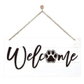 Welcome Sign for Front Door, Welcome Decor Wooden Hanging Sign for Wall Decor, Cat's Paw Pattern Wall Signs, Rustic Funny Wooden Outdoor Front Door Hanging Decoration 13.8X6.9 inches