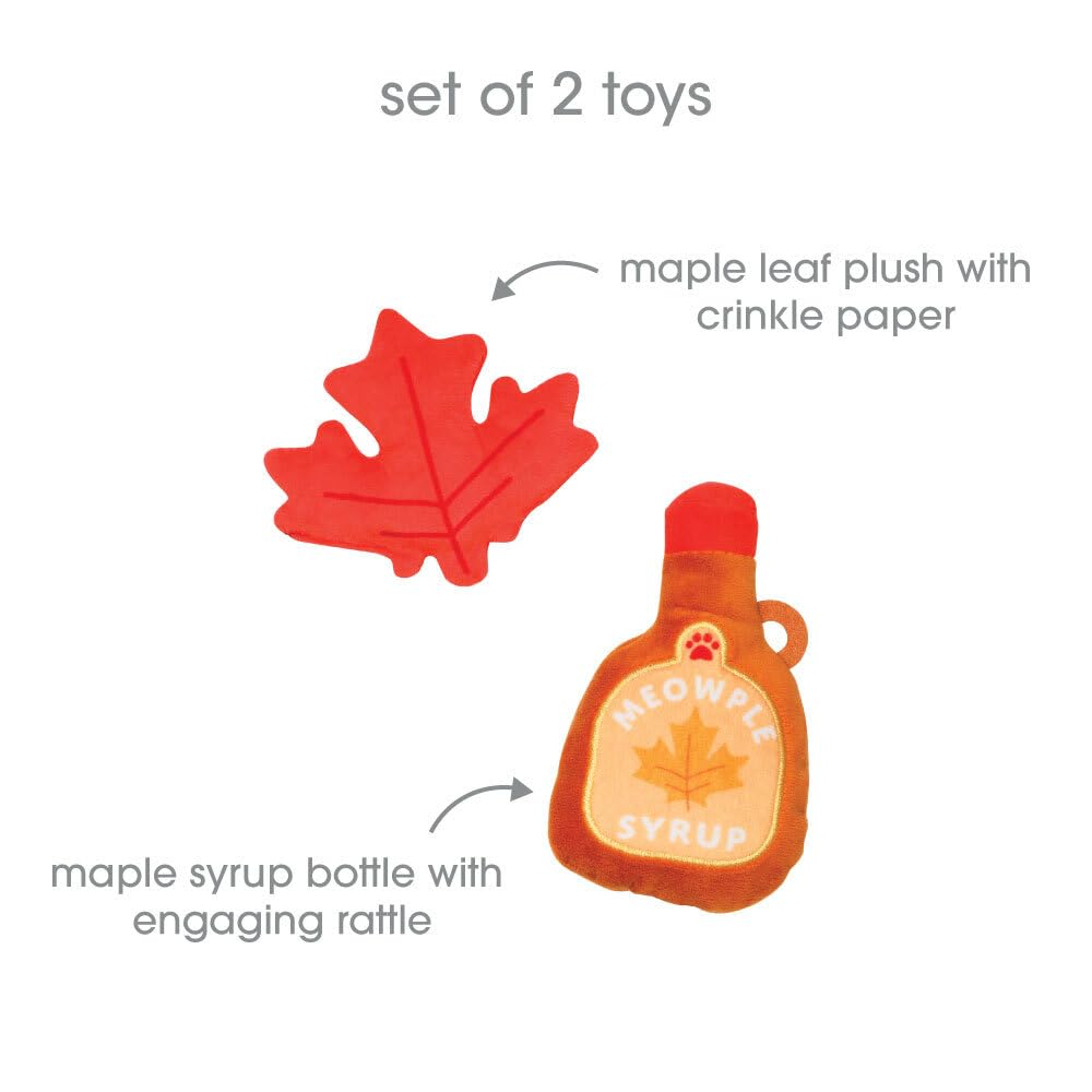 Pearhead Fall Maple Leaf and Syrup Cat Toys, Set of 2