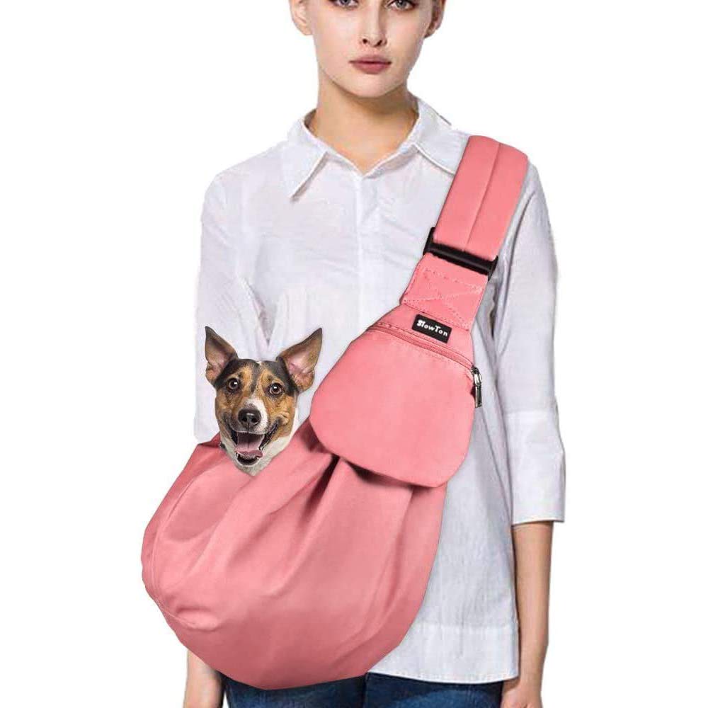 SlowTon Dog Carrier Sling - Thick Padded Shoulder Strap Adjustable, DGY S