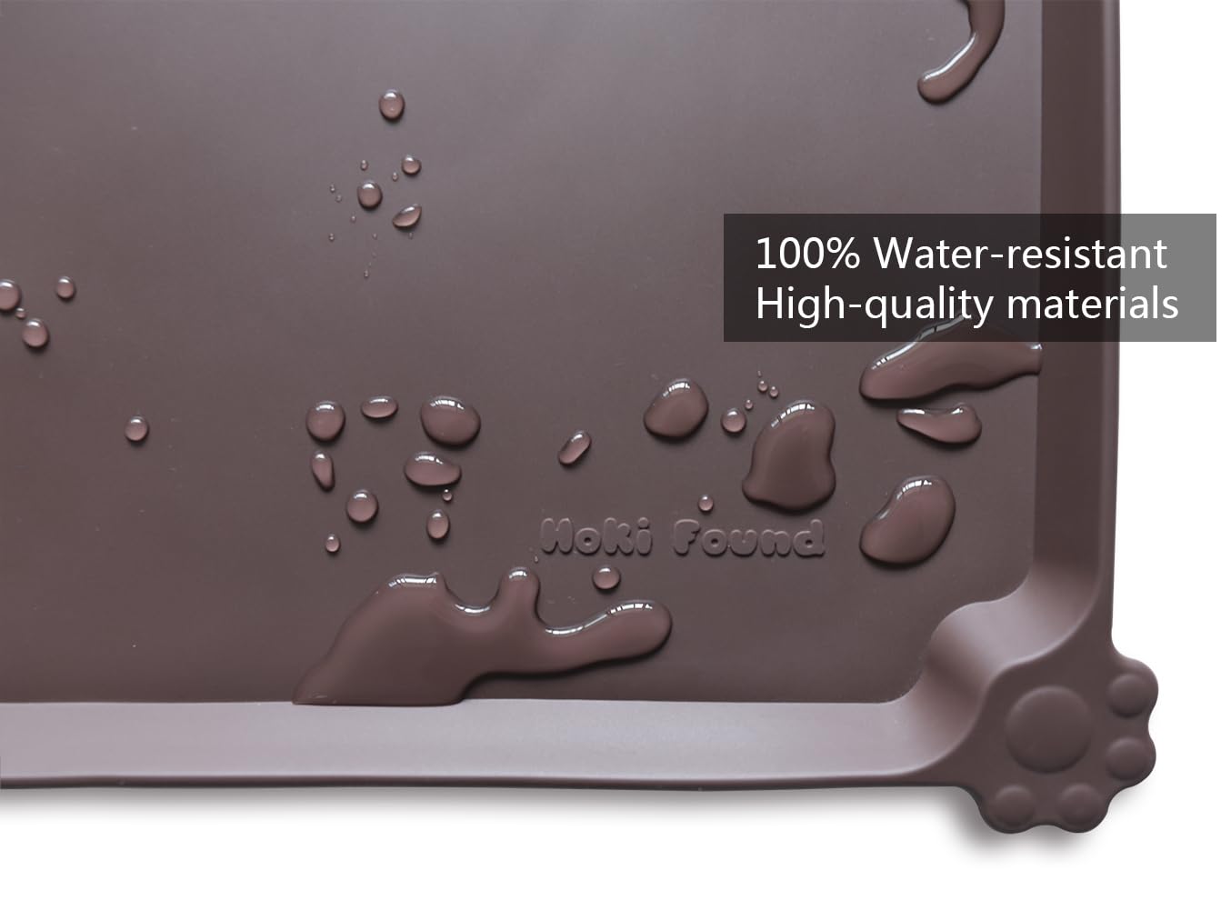 Hoki Found L Silicone Non Slip Pet Dog Cat Bowl Mats - Waterproof Dog Cat Food Mats - Dark Oak