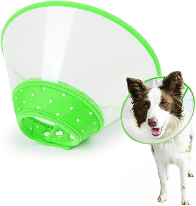 Pet Cone Recovery Dog Cone Adjustable Dog Collar Clear Padded Collar with Breathable Soft Edge, Plastic Puppy Cone Protect The Neck Surgery Recovery, Designed for Cats and Puppies (Large