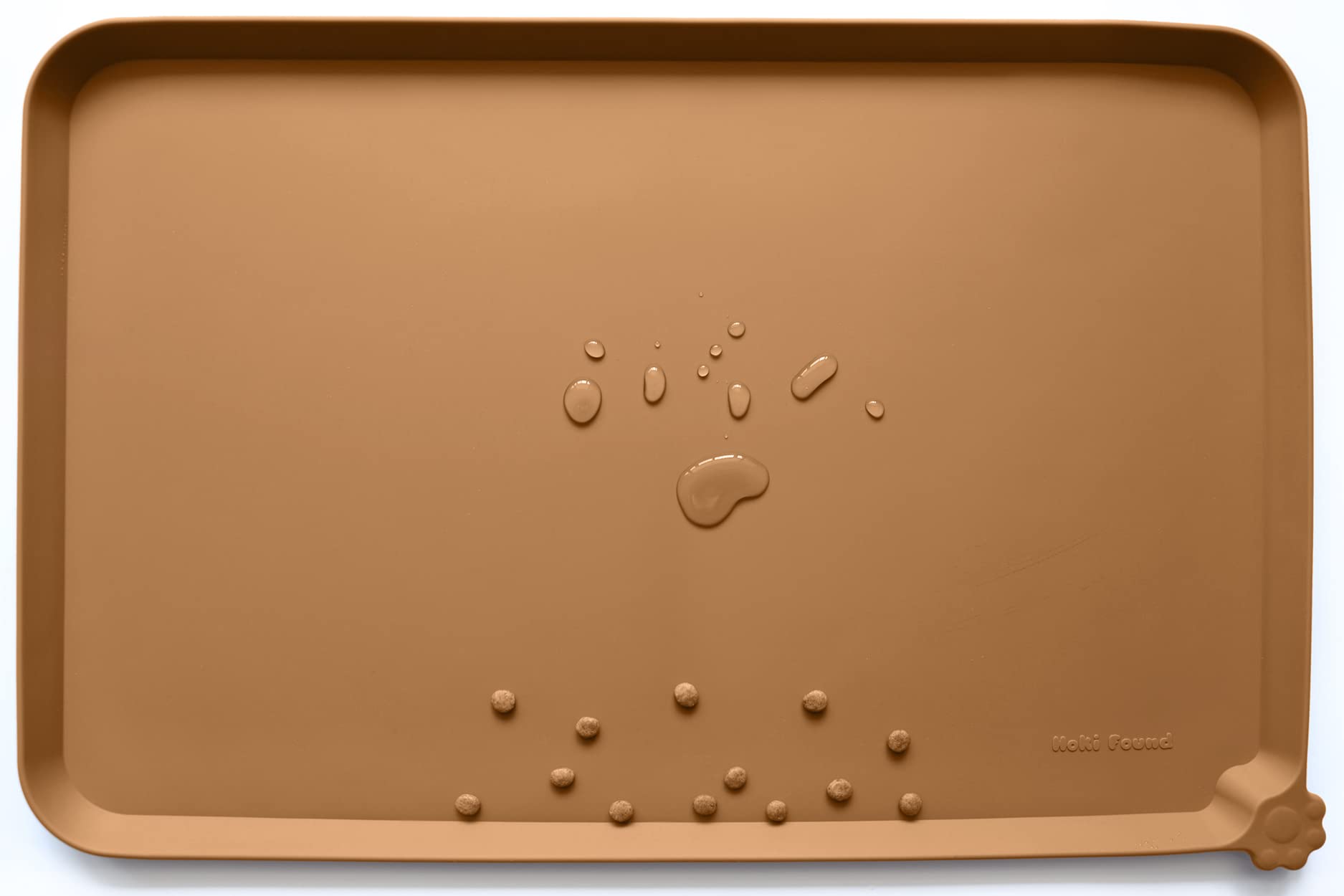 Hoki Found Silicone Pet Food Tray - High-Lips Dog Cat Bowl Mats - Waterproof Dog Cat Food Mats - Battleship — 19" x 12" — 기타