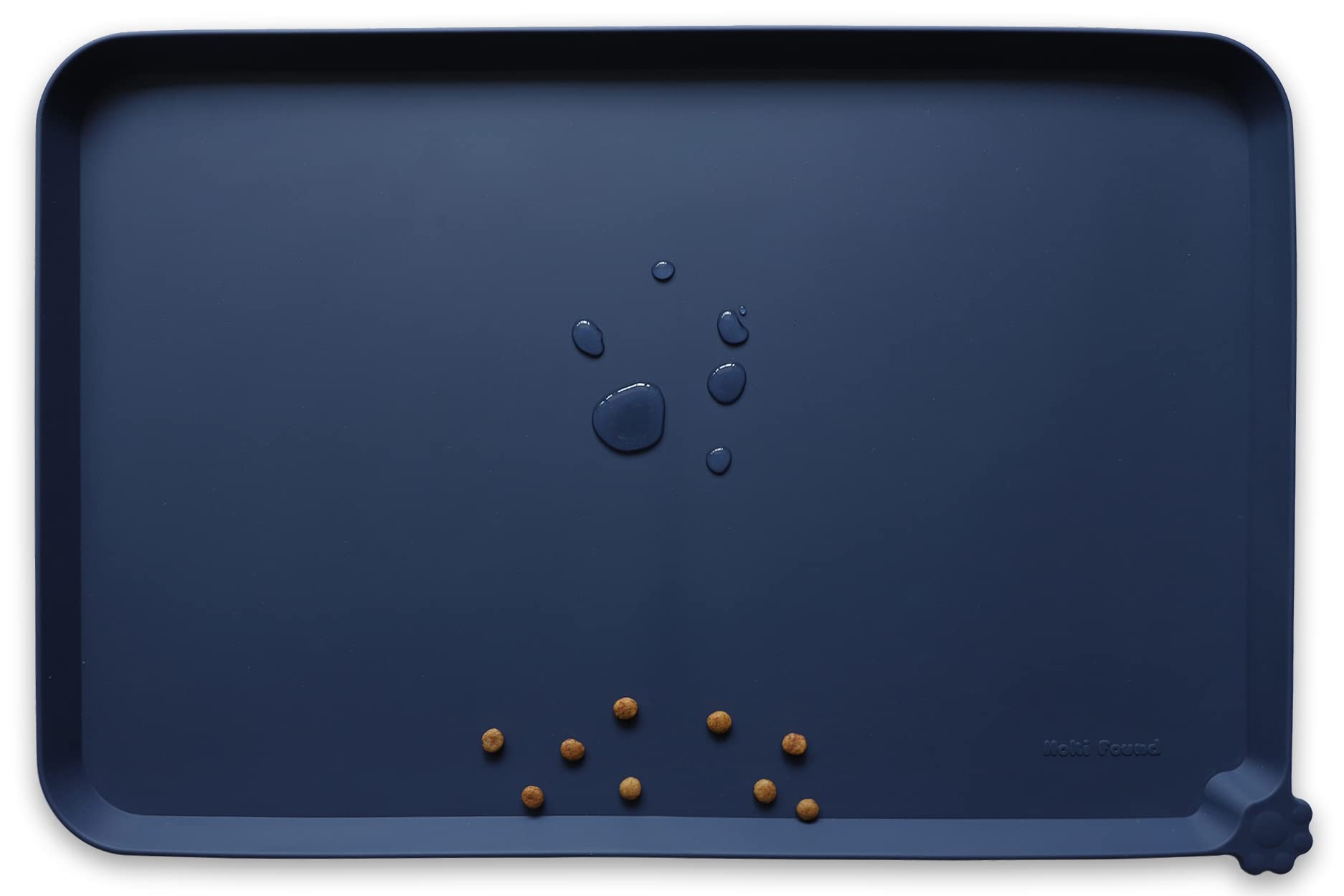 Hoki Found XX-Large Silicone Pet Feeding Mats - Non Slip Dog Cat Bowl Placemats - Waterproof, Carpet Safe - French Navy