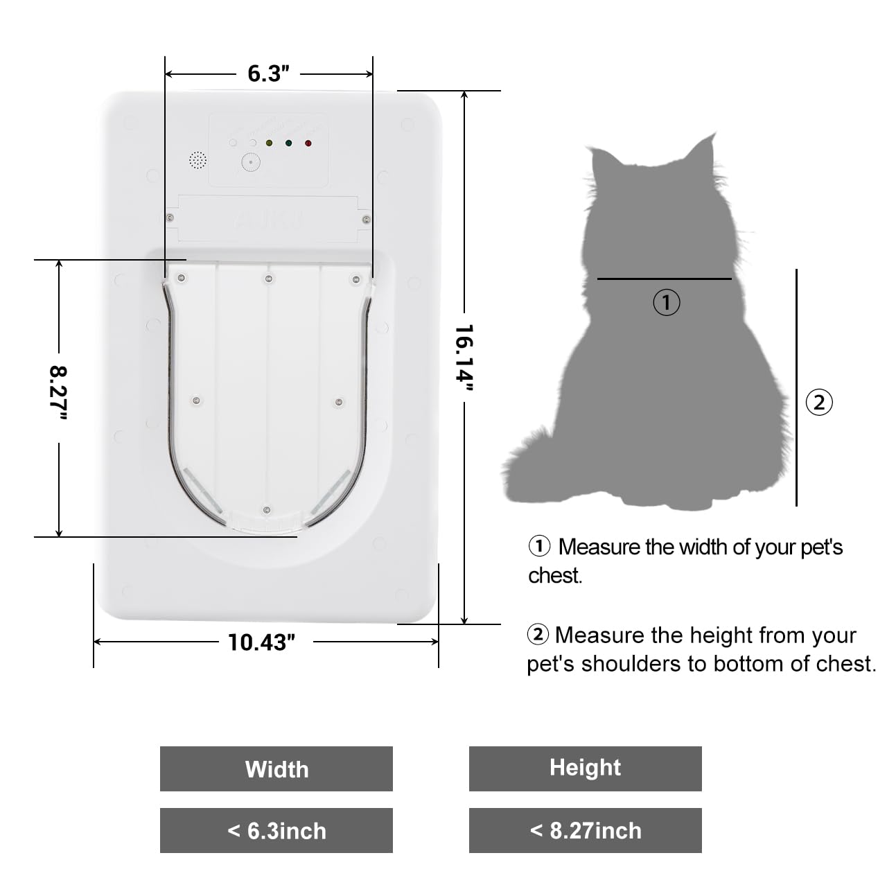 AJKJ Smart Electronic Pet Door, Automatic Cat Dog Door with 3 Modes, Battery Powered Electronic Sensor Pet Door with 1 Sensing Key, Fit for Small/Medium Pets Up to 35lbs - Small Size