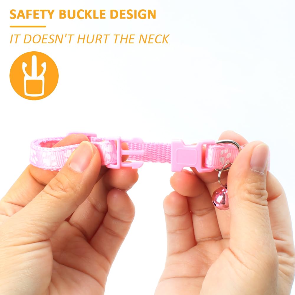 MJIYA Cat Collar with Bell, Breakaway Grid Collar with Plastic Buckle, Light Adjustable, Nylon, Kitty Collars