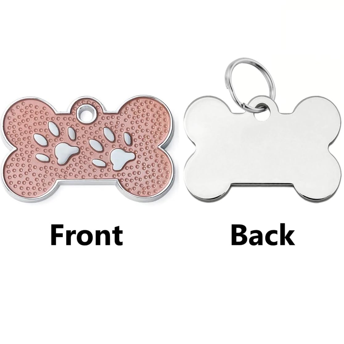Personalized Dog/Cat Cute Paw Pet ID Tag with Unique Laser Engraving Name and Phone Number for Pet Collar or Key Chain (Pink)