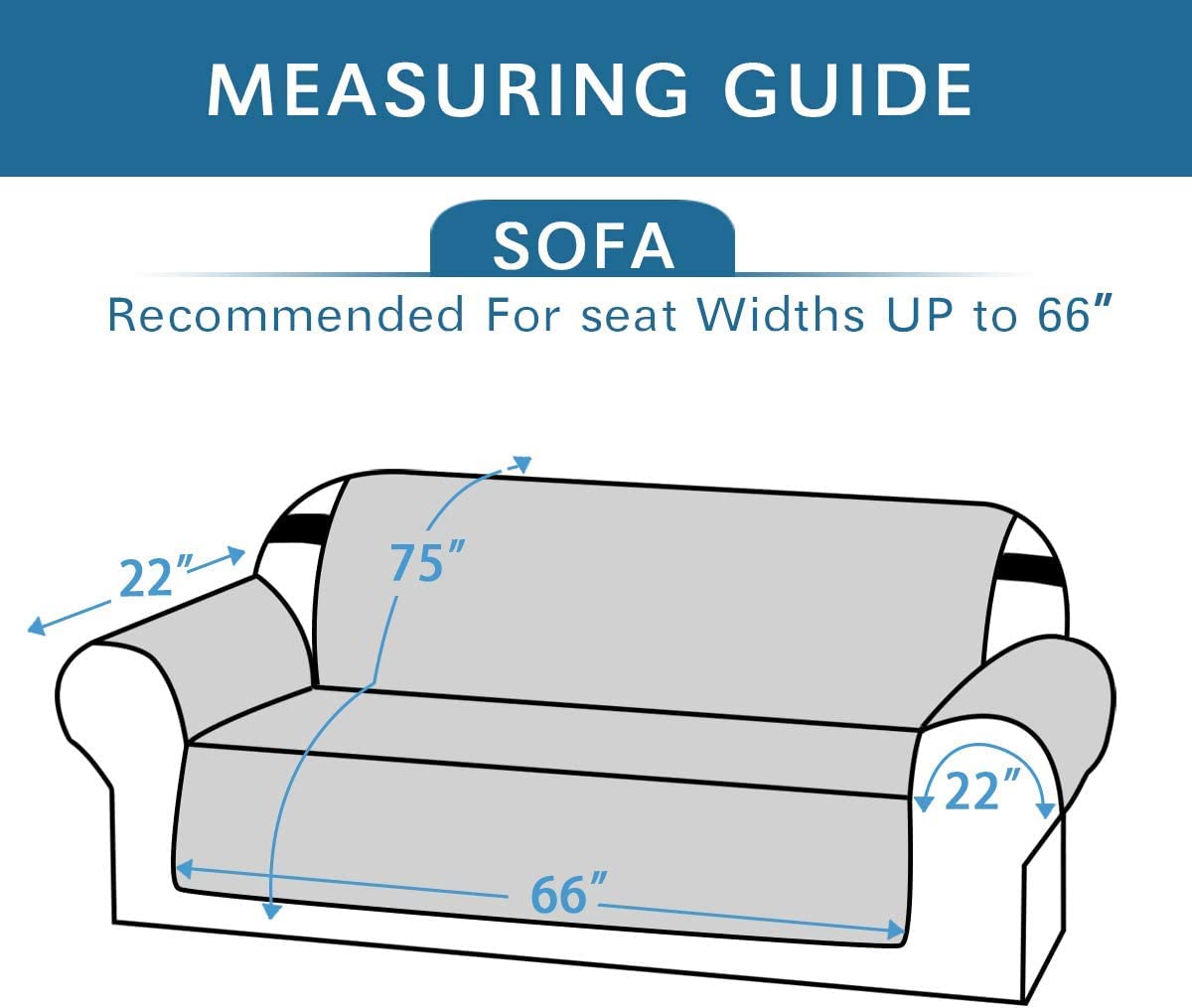 H.VERSAILTEX Reversible Sofa Slipcover Furniture Protector Water Resistant 2" Elastic Straps Sofa Cover Couch Covers Pets Kids Fit Sitting Width Up to 66" (Sofa: 75" x 110", Light Grey/Beige)