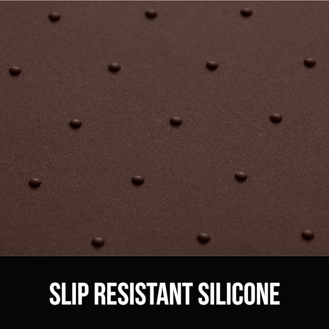 GORILLA GRIP 100% Waterproof Raised Edge BPA Free Silicone Pet Feeding Mat, Dog Cat Food Mats Contain Spills Protects Floors, Placemats for Cats and Dogs Water Bowl, Pets Accessories 16x10, Brown