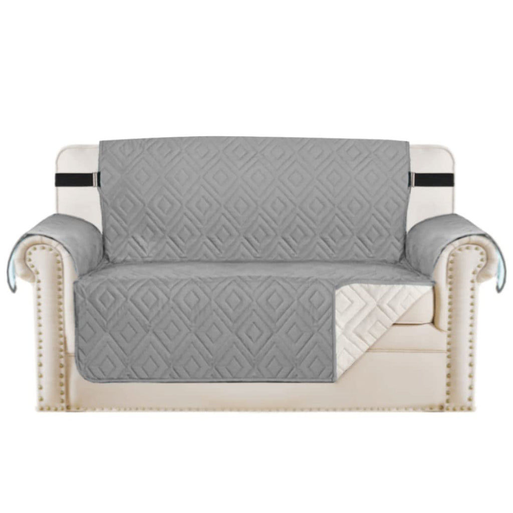 H.VERSAILTEX Reversible Loveseat Cover Furniture Protector Anti-Slip Water Resistant 2" Elastic Straps Couch Covers Pets Kids Fit Sitting Width Up to 46"(Love Seat: 75" x 90", Light Grey/Beige)