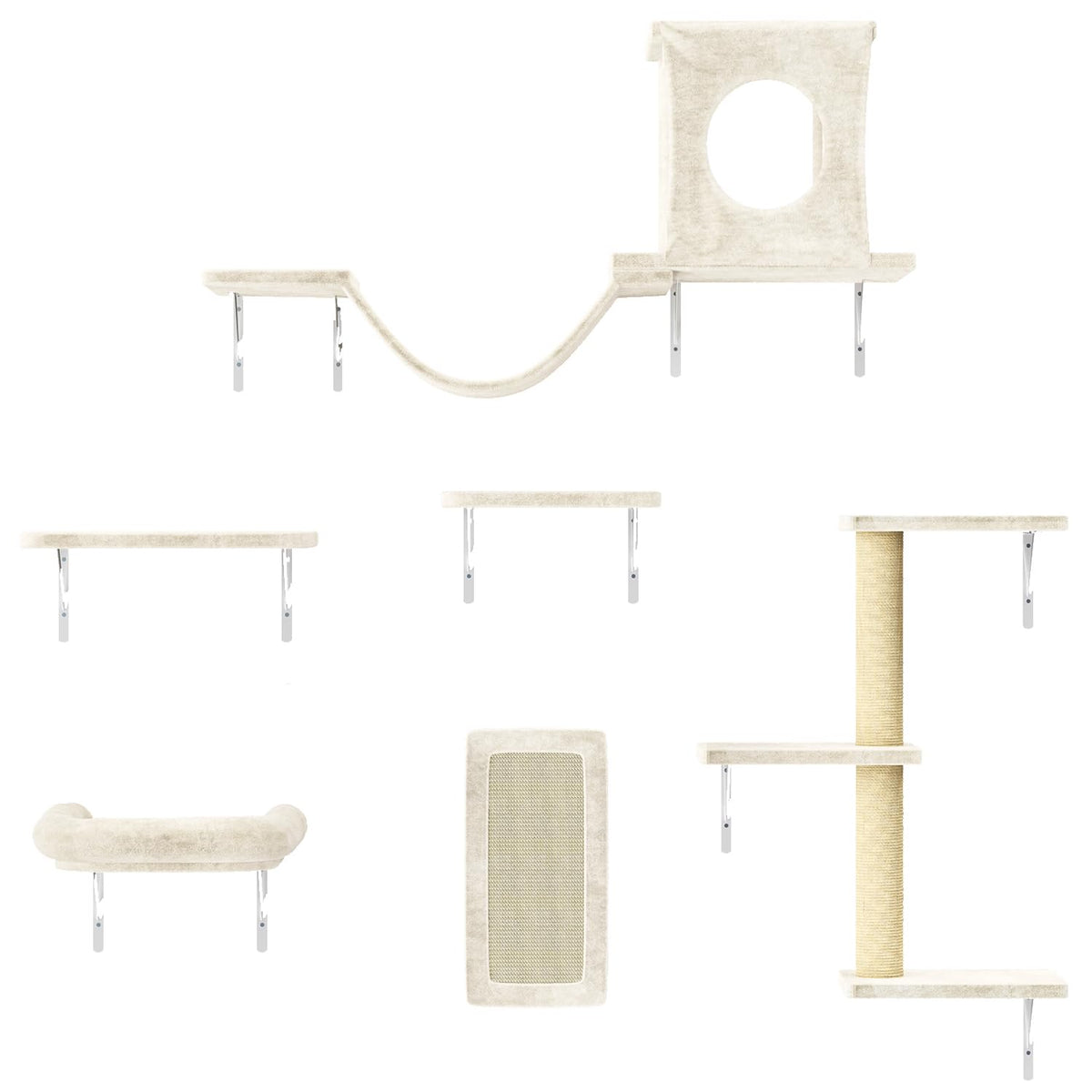 NUNU LAB Cat Wall Shelves, 6 Pcs Luxury Wall-Mounted Cat Climber Set, Green
