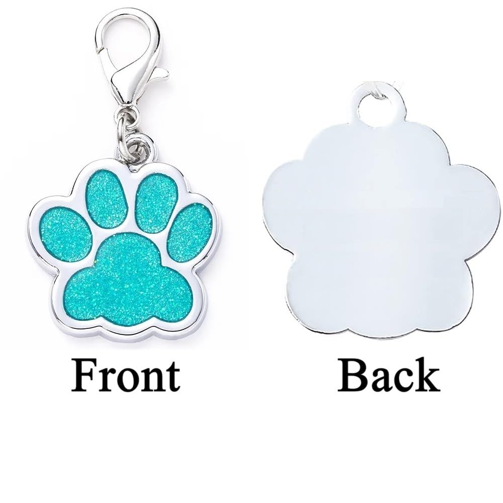 Personalized Dog/Cat Cute Paw Pet ID Tag with Unique Laser Engraving Name and Phone Number for Pet Collar or Key Chain (Pink)