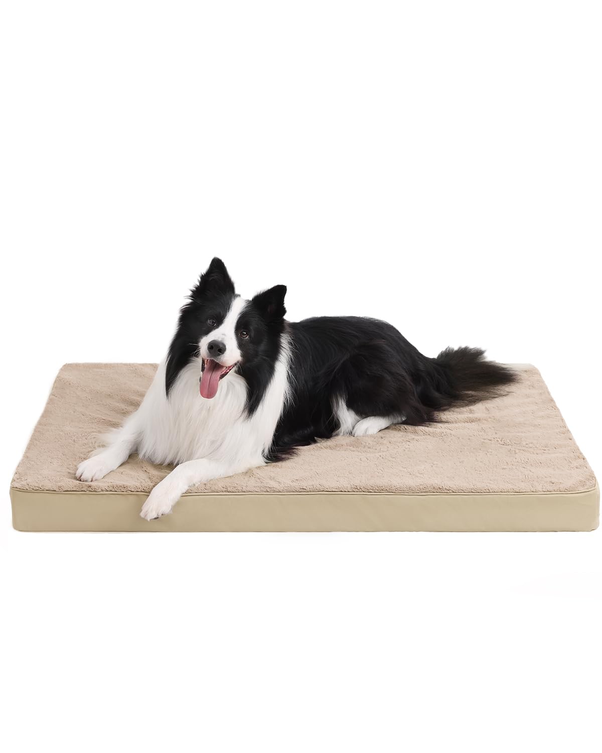 KSIIA Orthopedic Dog Bed for Large Dogs with Waterproof Lining, Khaki,35x22