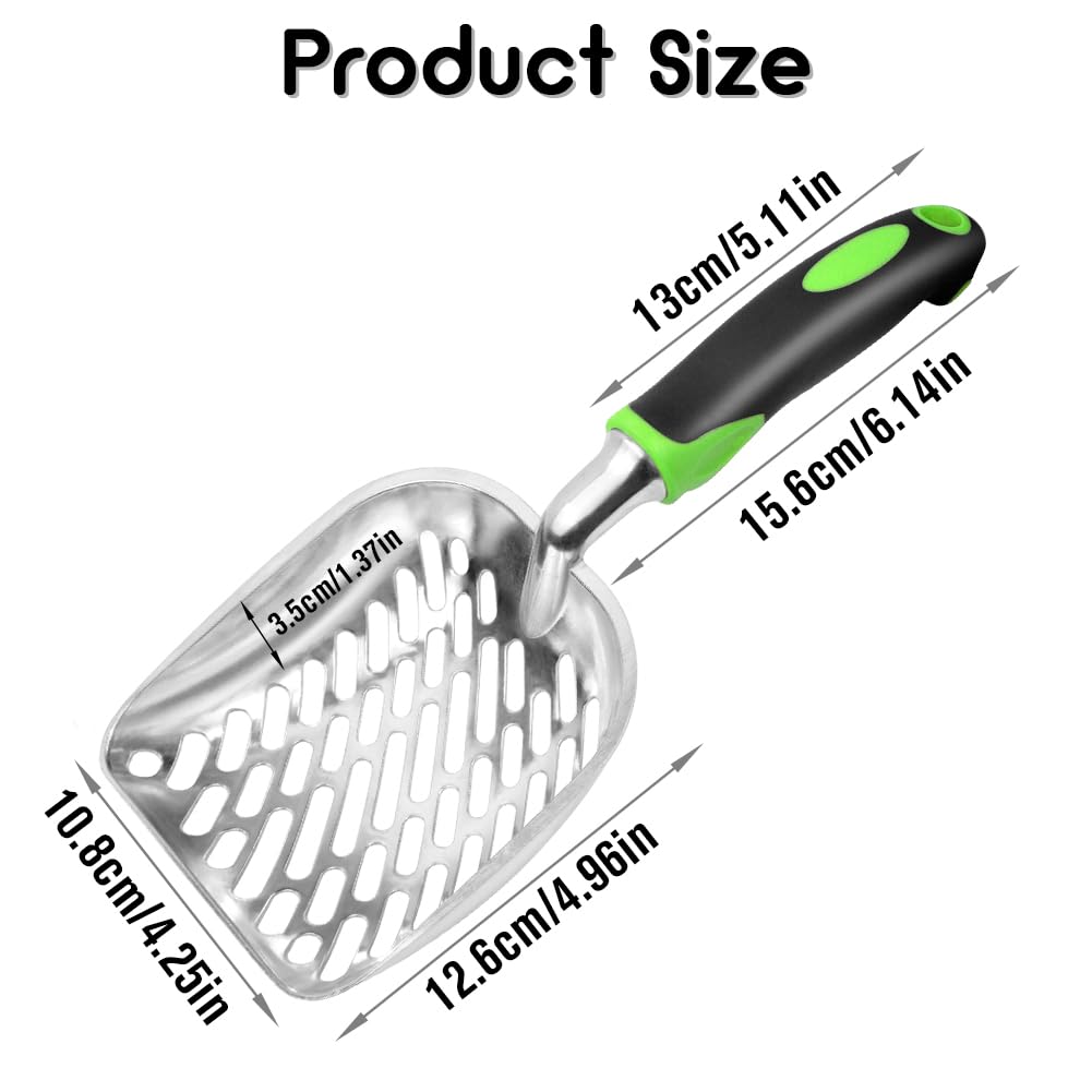 Apidgrowth Cat Litter Scoop-Metal Cat Scooper-Long Handle Scoop,Cat Scooper-Poop Sifting-Mesh Shovel-Suitable for Cat Litter Box(Green)-Christmas