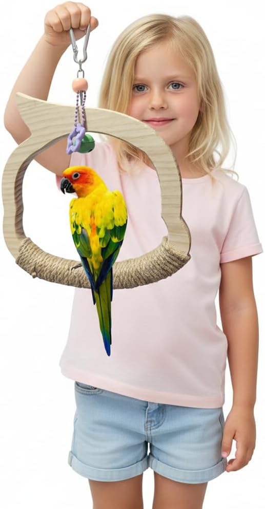 Wooden Bird Swing Toy with Rope Swing