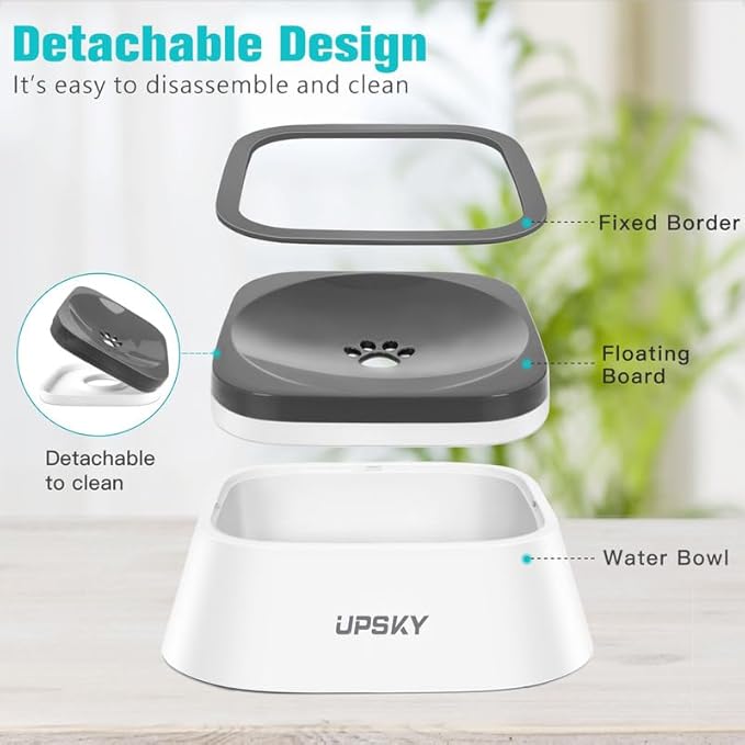 UPSKY 35oz No-Spill Pet Water Bowl, Slow Water Feeder for Dogs and Cats