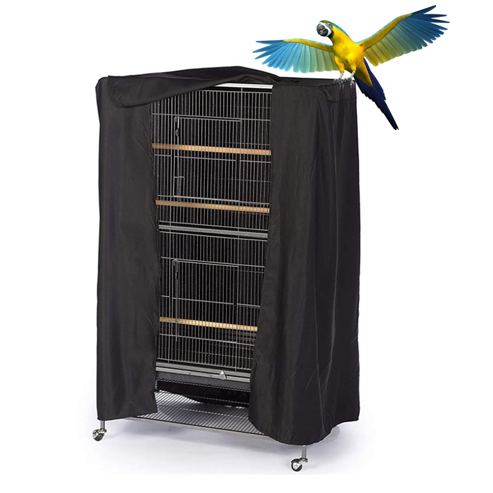 SUNSURE Extra Large Bird Cage Cover Breathable Waterproof Material Universal Black-Out Bird Parrot Cover Good Night Birdcage Cover Sleep Helper for Parrots Parakeets Budgies Macaw (40x27x48in)