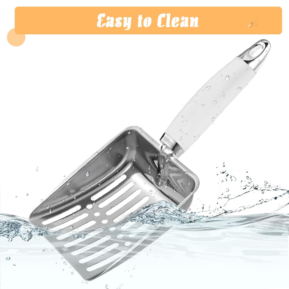 Apidgrowth Cat Litter Scoop - Stainless Steel Metal Cat Litter Scoop-Sturdy Mesh Scooper - Mesh Shovel-Easy to Clean - Suitable for Cat Litter Box -Grey White-Christmas