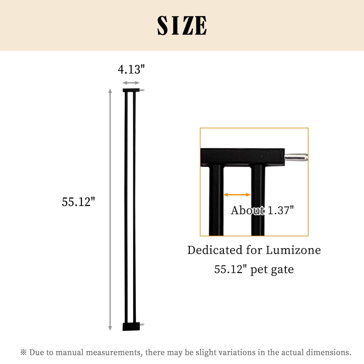 Lumizone 55.12" Extra Tall Pet Gate Extension Kit 4.13" Wide Black