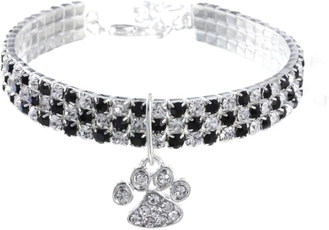 RayMinsino Pet Collar with Diamonds, Adjustable Crystal Diamond Elastic Heart Claw Pendant Wedding cat and Dog Small pet Necklace Jewelry
