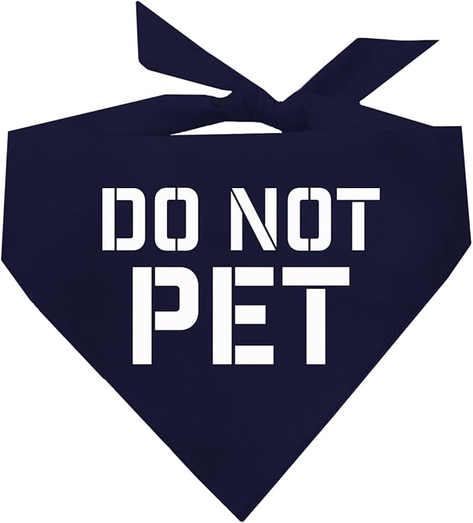 Do Not Pet Dog Bandana (Navy, XS 157)