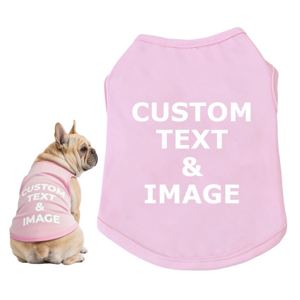 Custom Dog Shirt,Personalized Pet Apparel with Name Text Photo Image,Lightweight Breathable Puppy Kitten Cotton Vest for Small Medium Large Dogs Cats,Puppy Gift (Blue, 5X-Large)