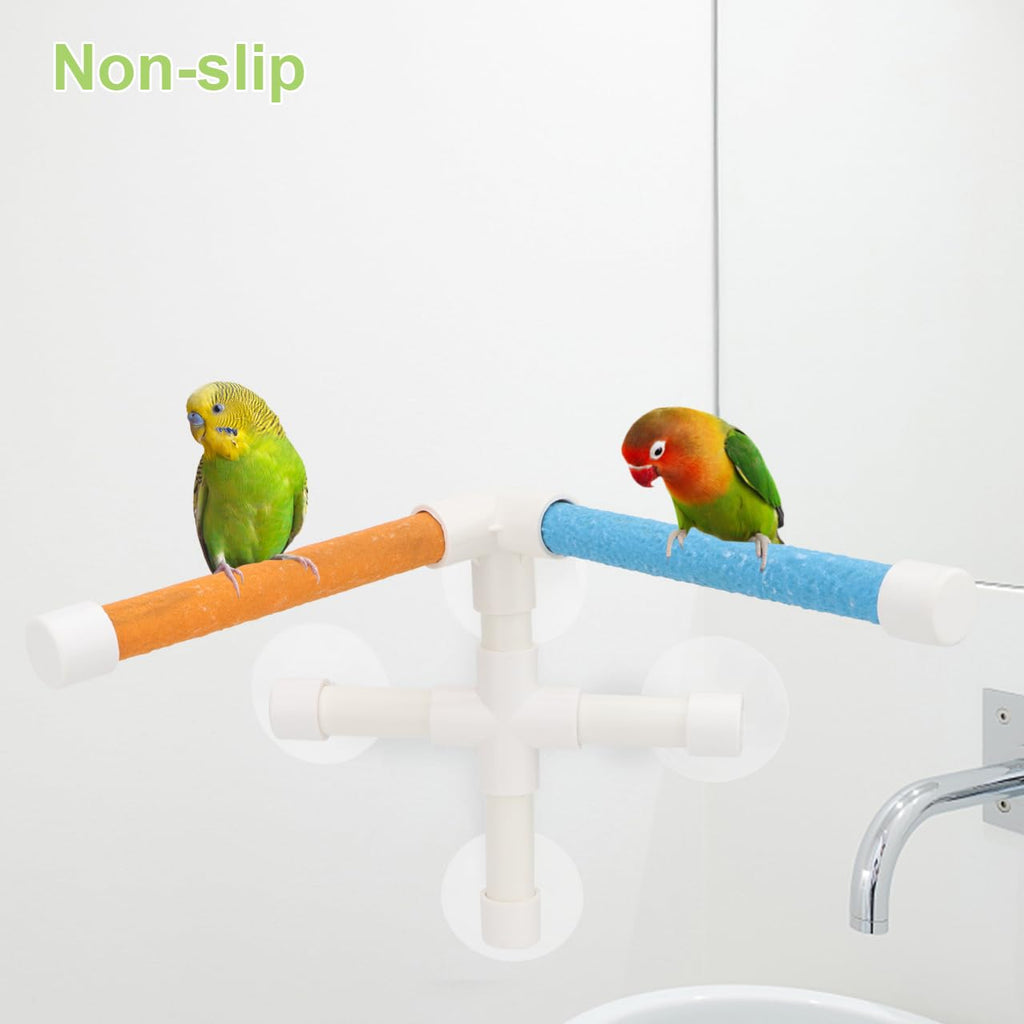 Hypeety Portable Suction Cup Bird Window and Shower Perch Toy Parrot Stand