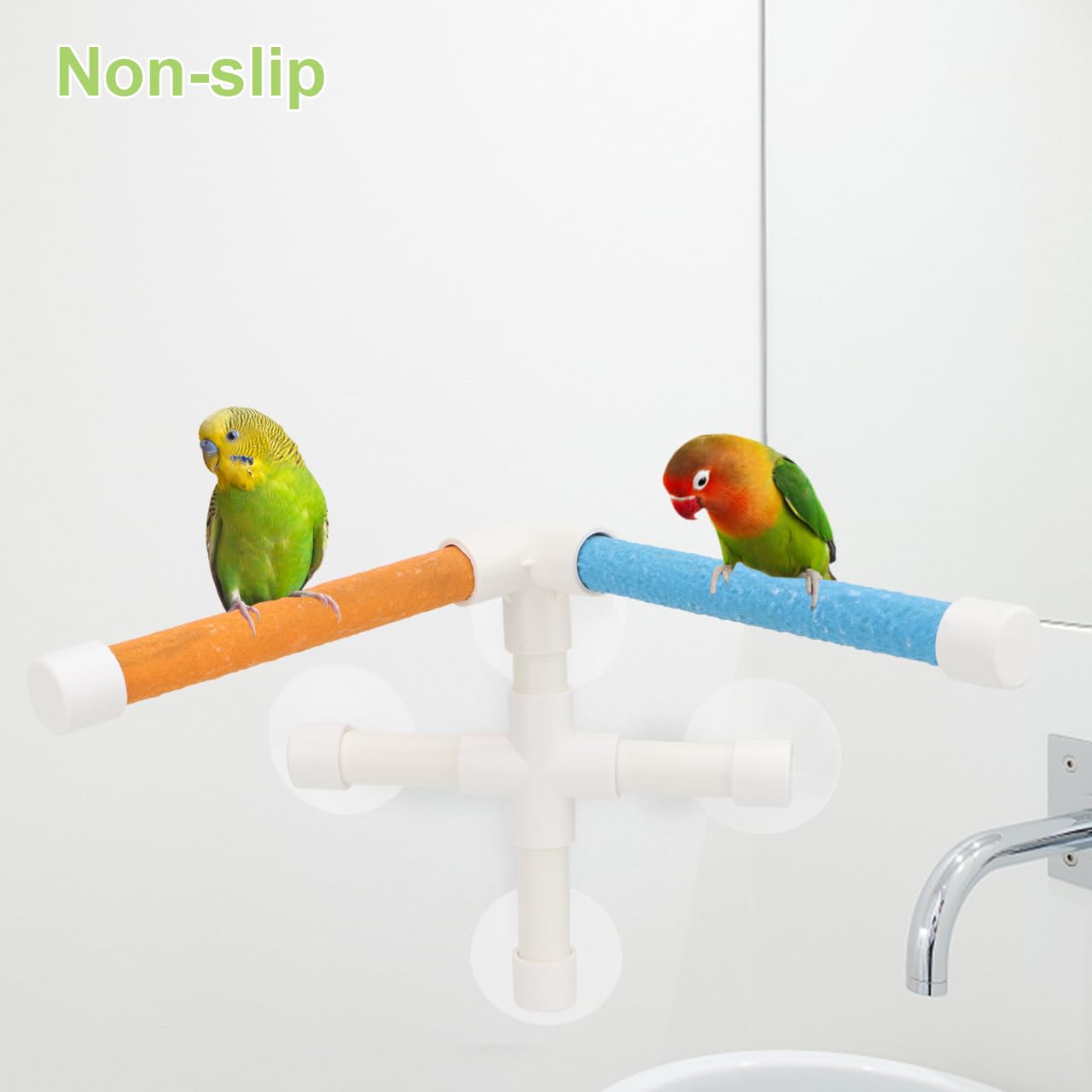 Hypeety Portable Suction Cup Bird Window and Shower Perch Toy Parrot Stand