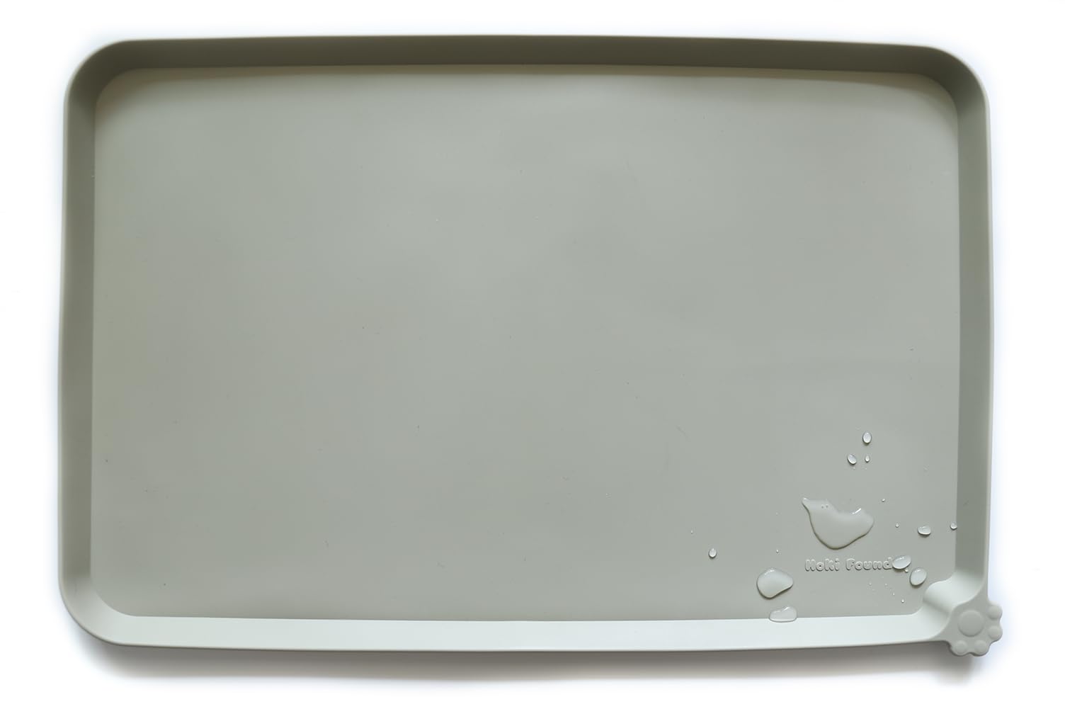 Hoki Found Silicone Pet Food Tray - High-Lips Dog Cat Bowl Mats - Waterproof Dog Cat Food Mats - Battleship — 19" x 12" — 24" x 16"