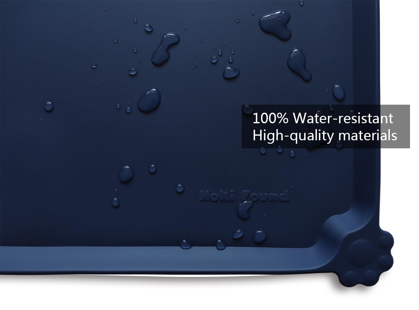 Hoki Found XX-Large Silicone Pet Feeding Mats - Non Slip Dog Cat Bowl Placemats - Waterproof, Carpet Safe - French Navy