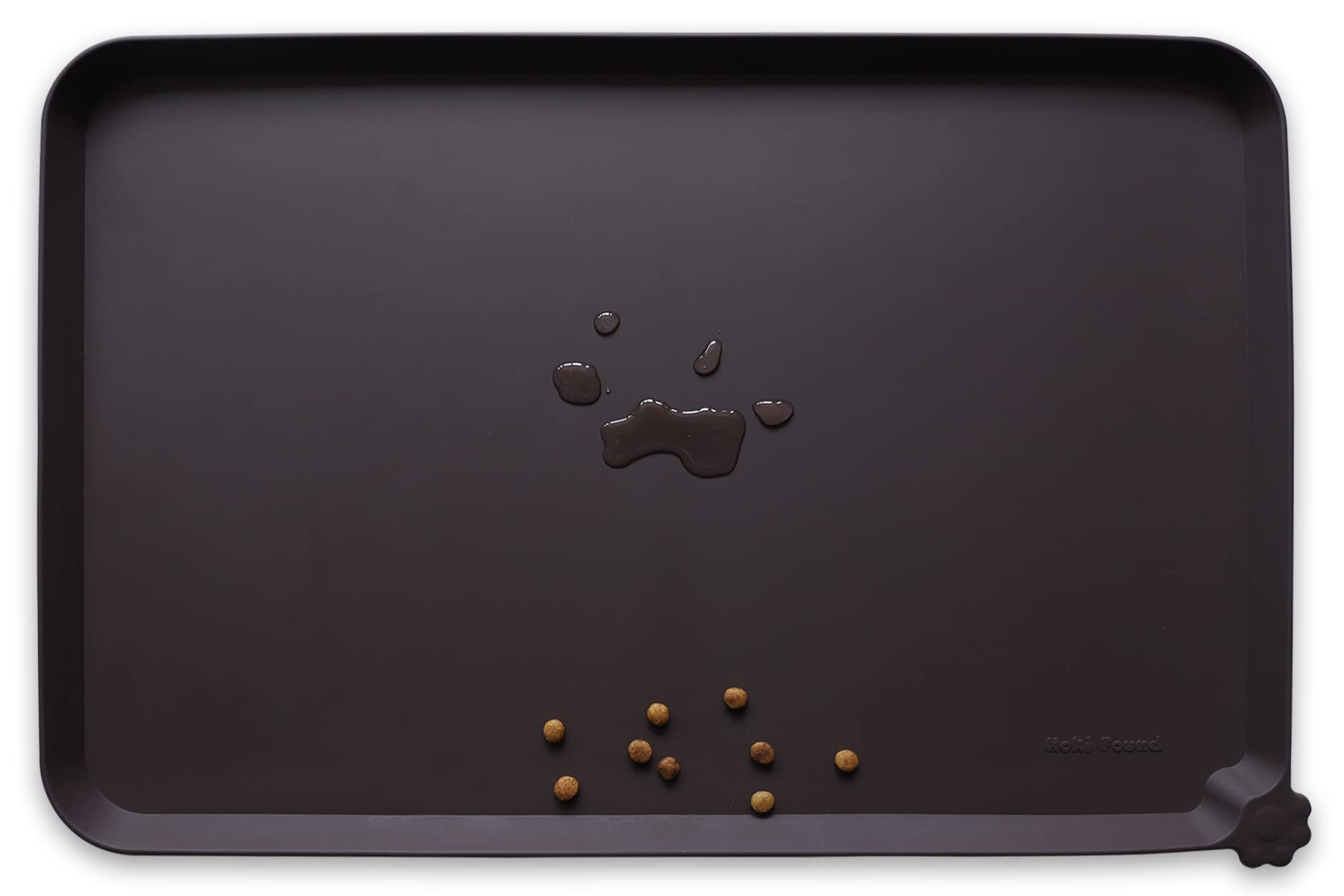 Hoki Found L Silicone Non Slip Pet Dog Cat Bowl Mats - Waterproof Dog Cat Food Mats - Dark Oak