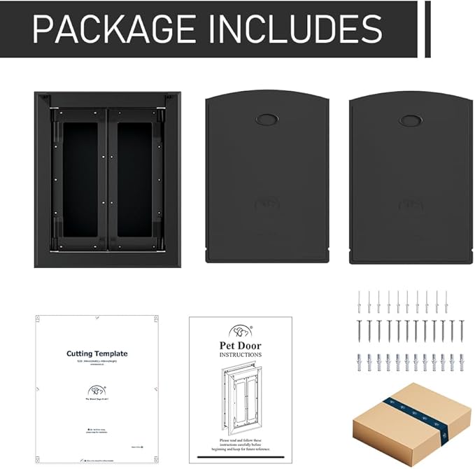 Aluminum Large Dog Door for Medium Large Dogs Up to 110 LBS, Black