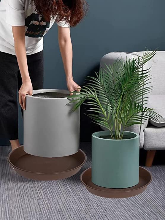 Bleuhome 6 Pack of 7 inch Plant Saucer, Heavy Duty Plastic Plant Water Tray 7 inch Round, Flower Plant Saucers for Indoors No Holes, Plant Dishes Saucer for Planter 7"/8" (7", Chocolate)