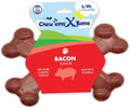 Chew’EMS X Bone Dog Chew Toy for Aggressive Chewers – Long-Lasting Bacon Flavor Nylon Bone – Durable, Rawhide-Free Dental Toy - Giant Size – Made in USA